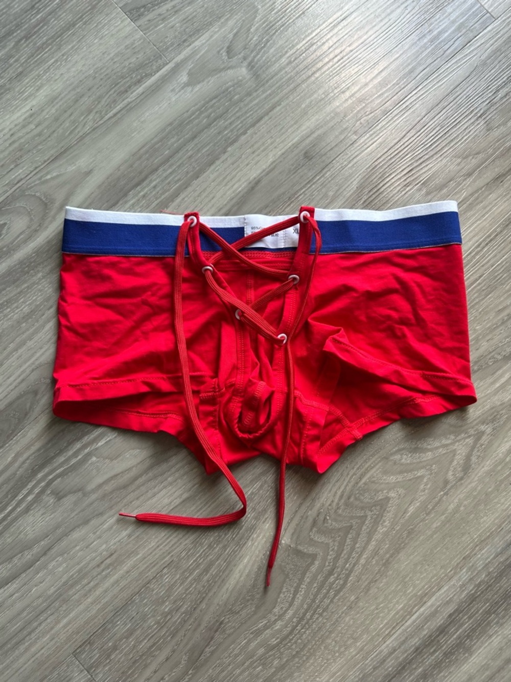 Low Rise Front Tie Trunks in Red, White & Blue (Small)